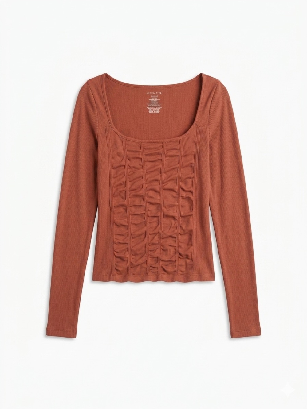 Free People Intimately Be Yours Ruched Ribbed Long Sleeve Top Rust Size M/L